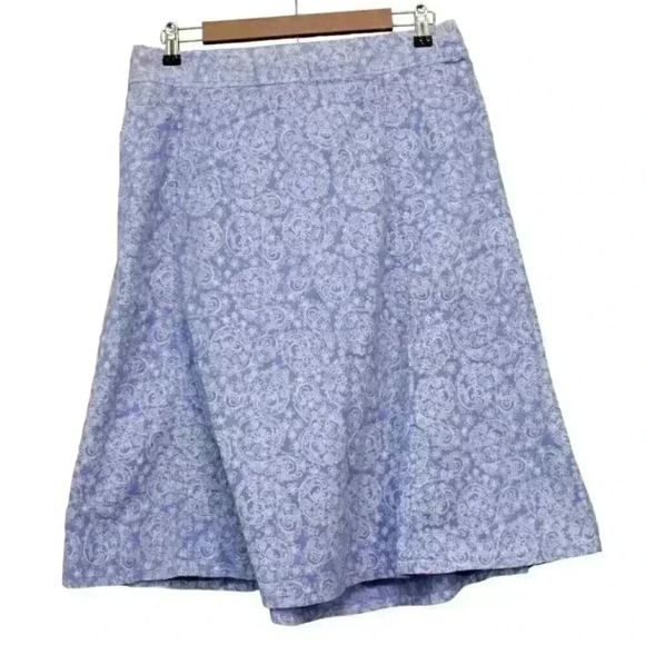 Fresh Produce Midi Skirt Size Large Periwinkle Paisley Floral 100% Cotton Resort - Picture 1 of 12